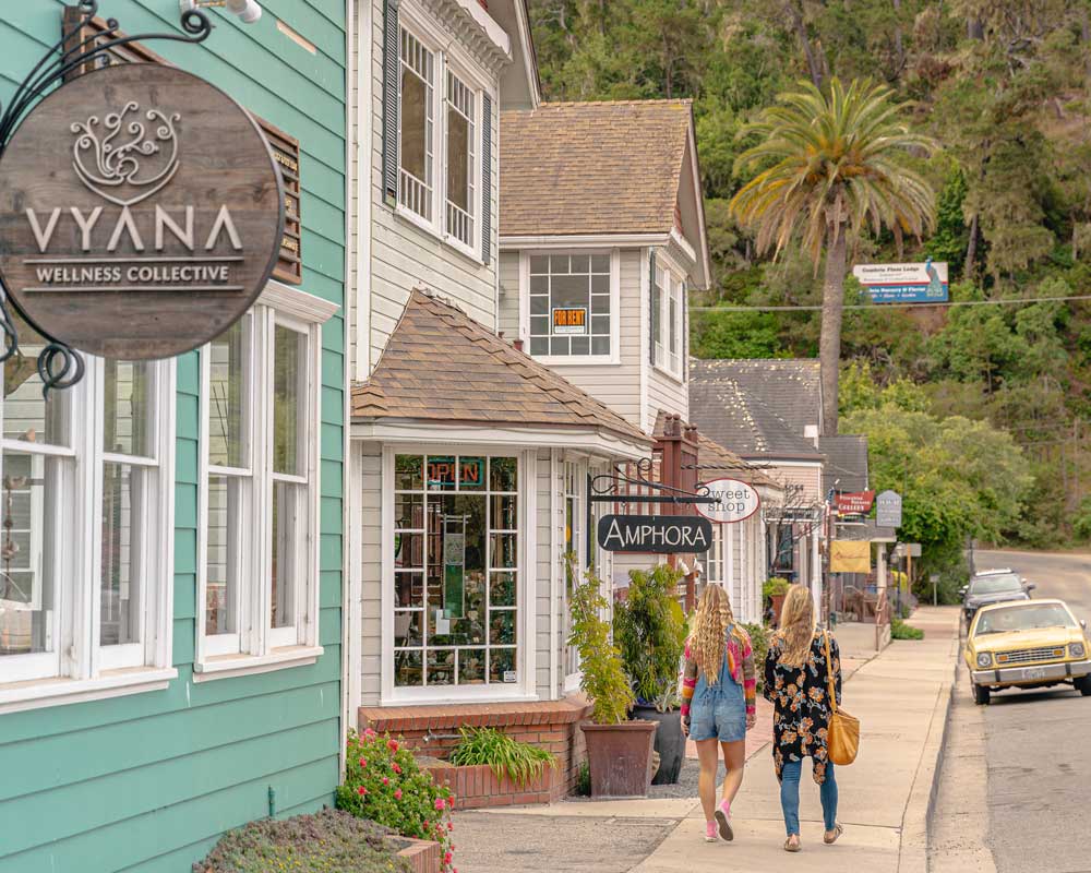 Visitors shopping on Main Street in Cambria