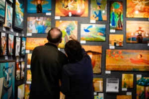 Couple viewing art in Cambria